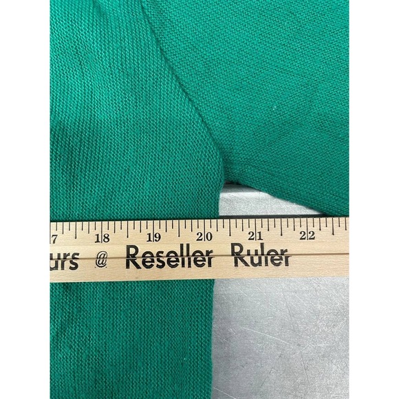 Vintage Izod Pullover Sweater Mens Medium Green Vneck Jumper Golf Performance - Picture 8 of 8